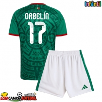 Camisa de Futebol México Orbelin Pineda #17 Equipamento Principal Infantil Mundo 2026 Manga Curta (+ Calças curtas)